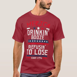 Camiseta América Bebendo Booze Recusa de Álcool Perder