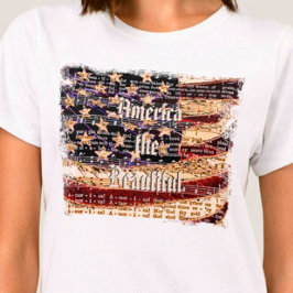 Camiseta América bonita - Camisa-T-mulher patriótica