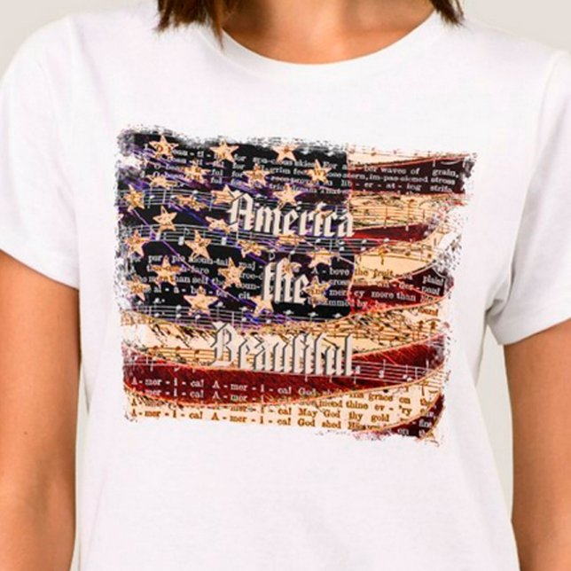 Camiseta América bonita - Camisa-T-mulher patriótica (Stylish Americana Fashion)