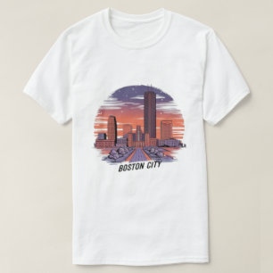 Camiseta América Boston City Skyline, Boston Mãe nos EUA Sk