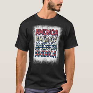 Camiseta América Branqueada Retro Usa Flag Patriótico 4º De