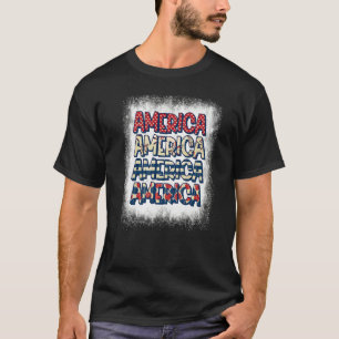 Camiseta América Branqueada Retro Usa Flag Patriótico 4º De