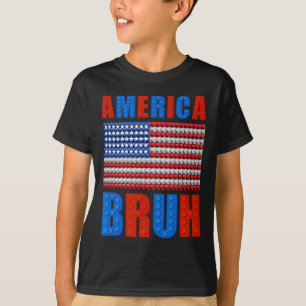 Camiseta América Bruh Building Bricks Bandeira 4 De Julho P