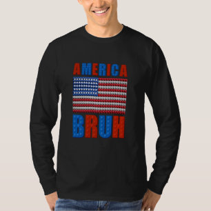 Camiseta América Bruh Building Bricks Bandeira 4 De Julho P