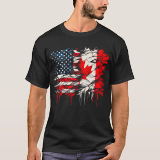 Camiseta América Canadá Sinaliza Metade Americana Metade Ca