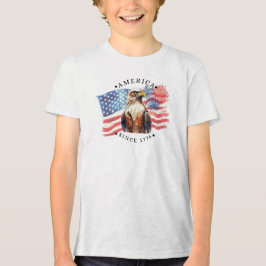 Camiseta America desde 1776 aquarela bandeira/águia/fogos d