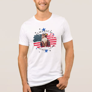 Camiseta América desde 1776 com bandeira, águia e estrelas
