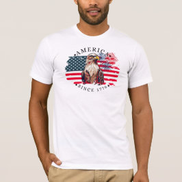Camiseta América desde 1776 com bandeira, águia e fogos de 