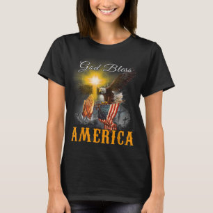 Camiseta América deus abençoe 4 de julho Águia EUA Flag Chr