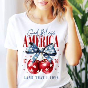 Camiseta América deus abençoe 4 de julho Cherries e Arcos M