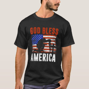 Camiseta América deus abençoe 4 de julho EUA Bandeira Patri