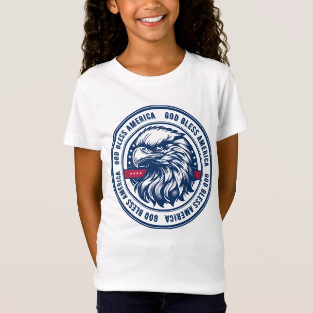 Camiseta América deus abençoe, águia americana em círculo (Frente)