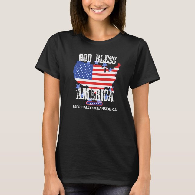 Camiseta América deus abençoe especialmente Oceanside CA EU (Frente)
