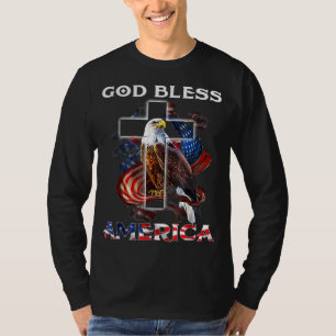 Camiseta América deus abençoe Jesus Cruzado Bald Eagle 4º D