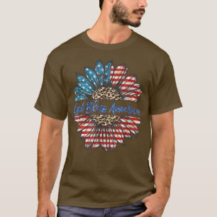 Camiseta América deus abençoe Patriótica 4 de julho Girasso