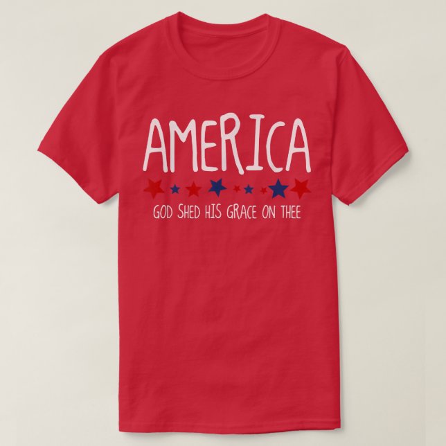 Camiseta América Deus Deu Sua Graça no Tee 4 de julho (Frente do Design)