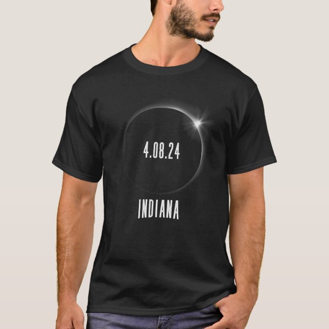 Camiseta América do Norte Total Solar Eclipse 2024 Indiana  (Frente)