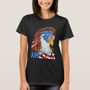 Camiseta America Eagle 4 De Julho Mullet American Flag Usa