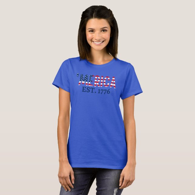 Camiseta América Est. 1776 Patriótico Americano (Frente Completa)