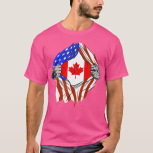Camiseta América EUA Bandeira Canadense no Peito Raízes Can