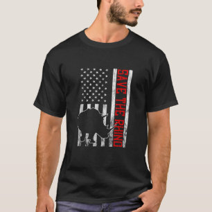 Camiseta América EUA Salvem Rinoceronte dos Direitos Animai