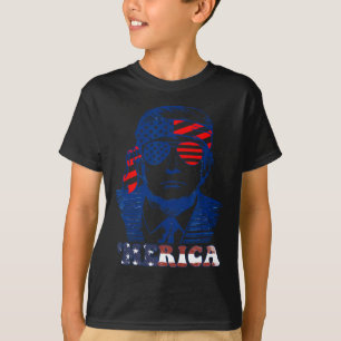 Camiseta América Feliz 4 De Julho Bandeira Americana Trump