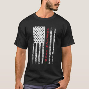 Camiseta América First Pro Trump Orgulhoso Americano Flag