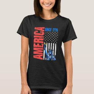 Camiseta América Flag 1776 Statue Liberty 4 de julho Indepe