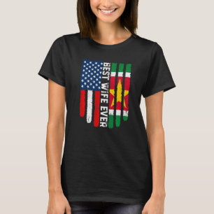 Camiseta América Flag e Suriname Flag Melhor Esposa Já Conh