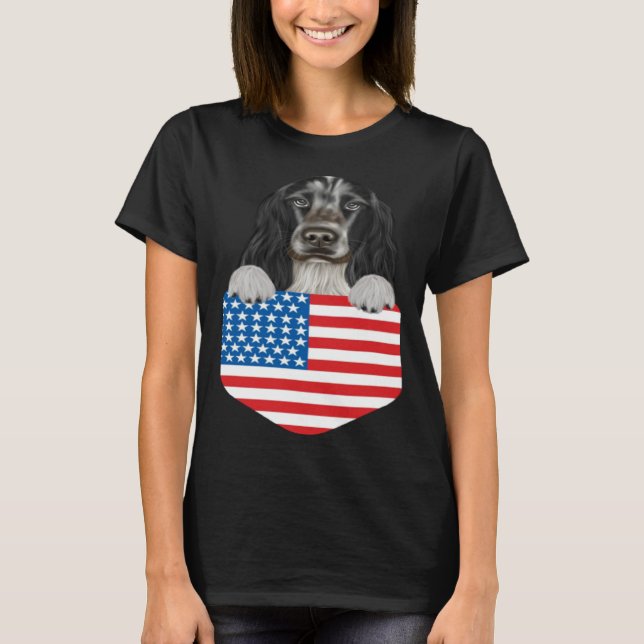 Camiseta America Flag English Cocker Spaniel Dog In Pocket (Frente)