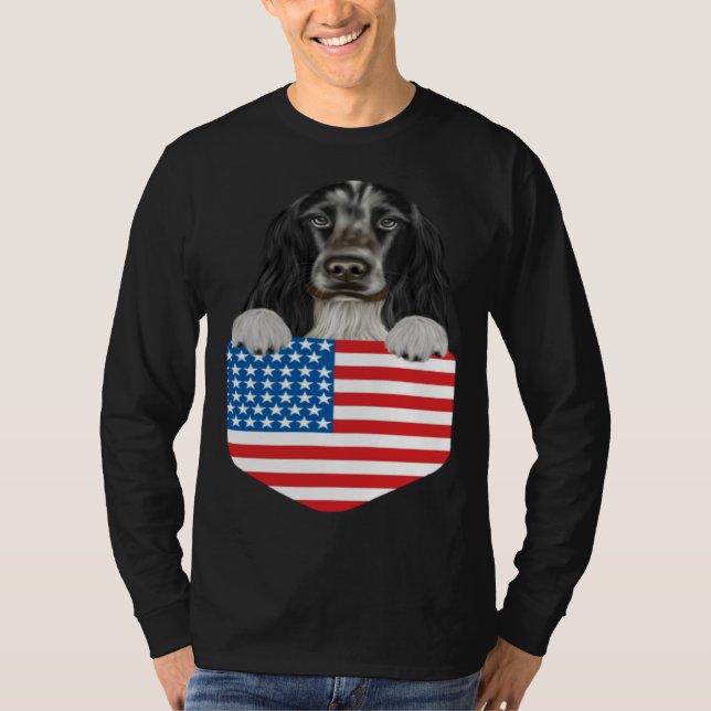 Camiseta America Flag English Cocker Spaniel Dog In Pocket (Frente)