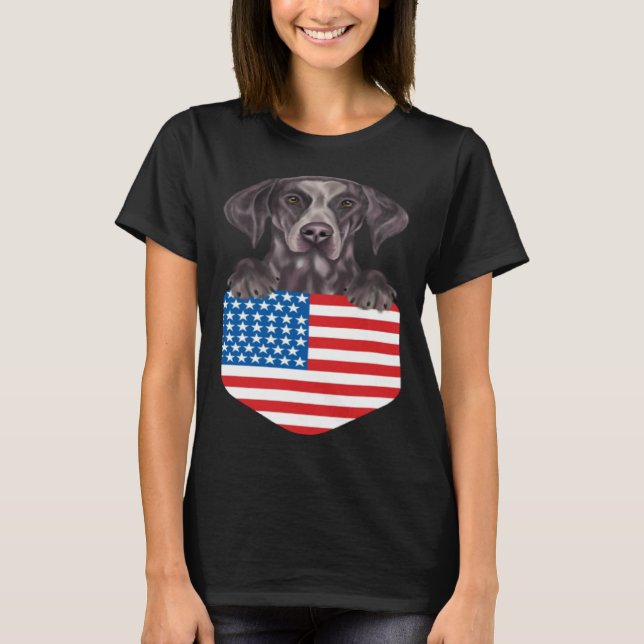 Camiseta America Flag German Shorthaired Pointer Dog In Poc (Frente)