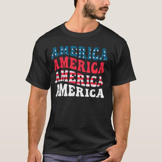 Camiseta America Flag Graphic Funny 4 de julho de Independê (Frente)