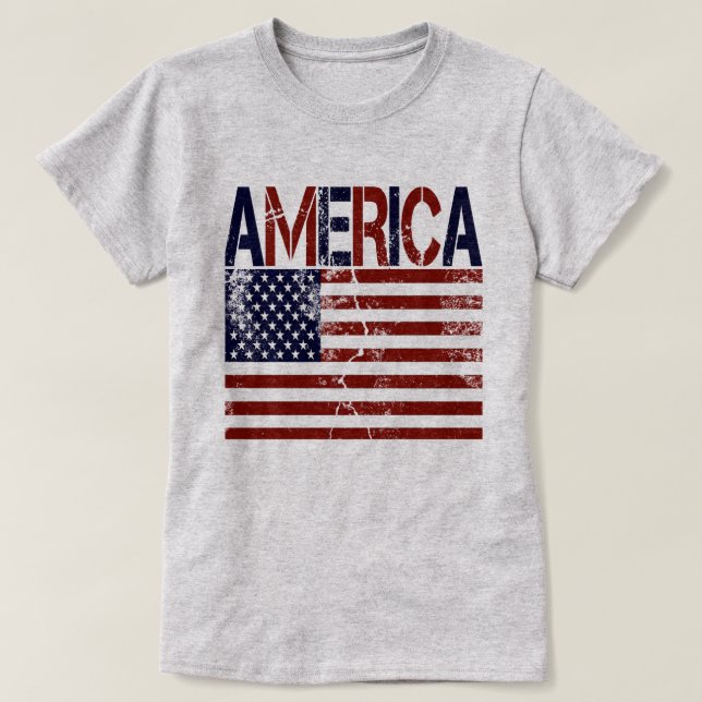 Camiseta America Flag Grungy (Frente do Design)