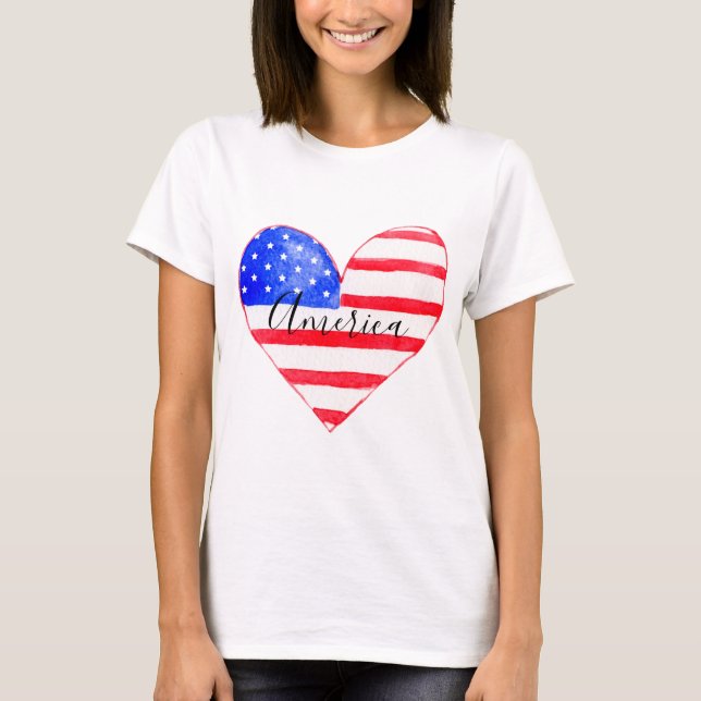 Camiseta América Flag Heart (Frente)