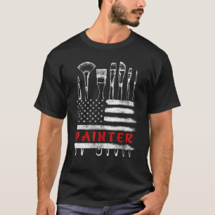 Camiseta América Flag Pintando Pincel União Pincel Labor Da