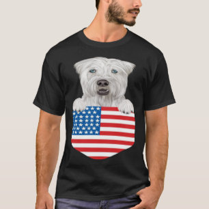 Camiseta América Flag Soft Coated Wheaten Terrier Dog Em Po