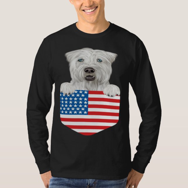 Camiseta America Flag Soft Coated Wheaten Terrier Dog In Po (Frente)