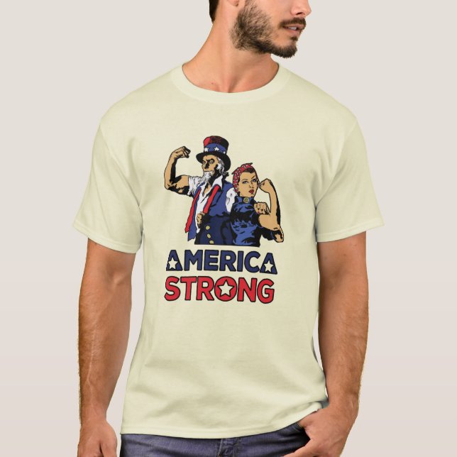 CAMISETA AMÉRICA FORTE - TIO SAM - ROSIE O RIVETOR (Frente)