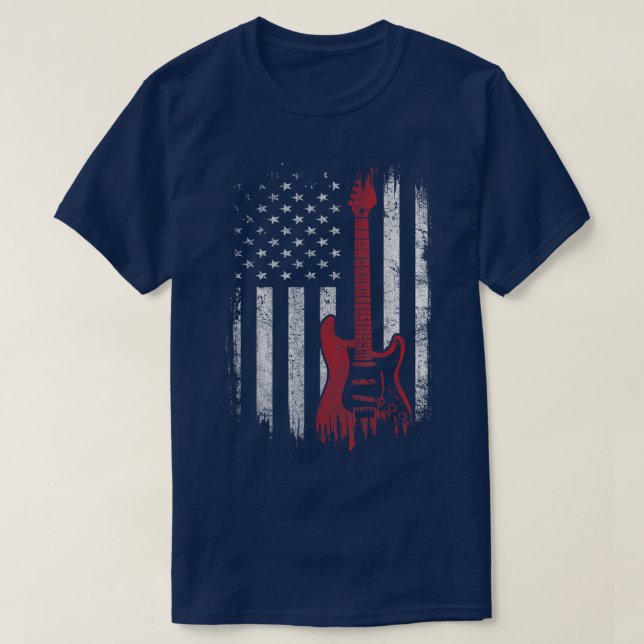 Camiseta América Guitarista Música Patriótica Americana Fla (Frente do Design)
