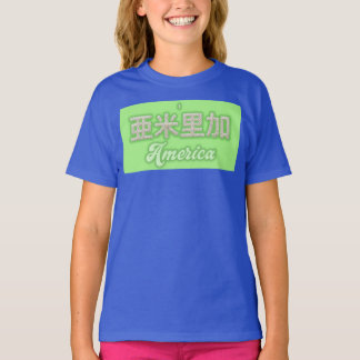 Camiseta America kanji Written with grains of rice