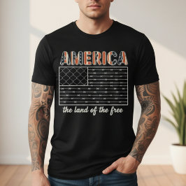 Camiseta America Land of the Free Barbed Wire Flag