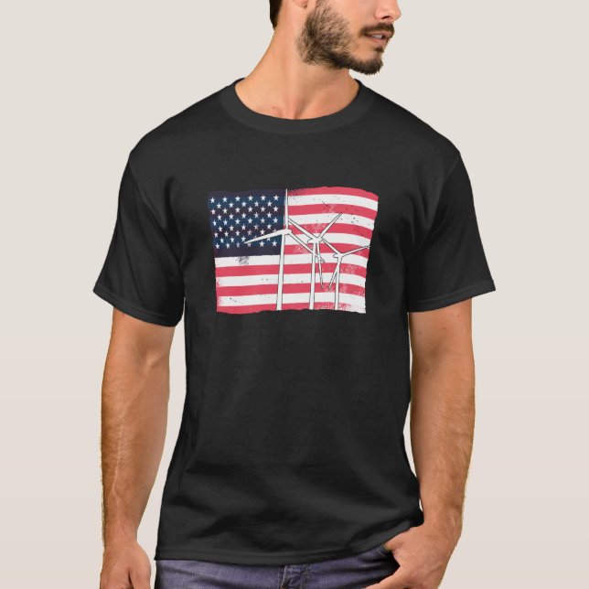 Camiseta América Latina Flag Wind Turbine Energy (Frente)