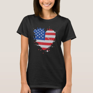 Camiseta America Love Flag USA Heart 4 de julho American P