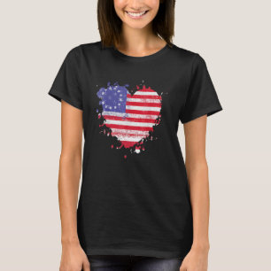 Camiseta America Love Flag USA Heart 4 de julho American P