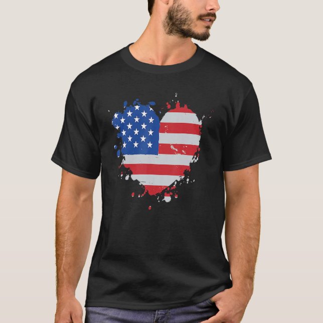Camiseta America Love Flag USA Heart 4th Of July American P (Frente)