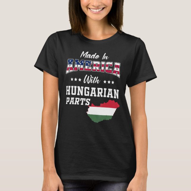 Camiseta América — Partes Húngaras — Mapa EUA — Bandeiras (Frente)
