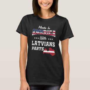 Camiseta América Partes Letãs Letônia Mapa Bandeira EUA Asc