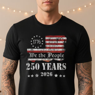 Camiseta América Patriótica 250º Bandeira Vintage Desgastad