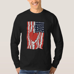 Camiseta América Patriótica do Coração da Bandeira American